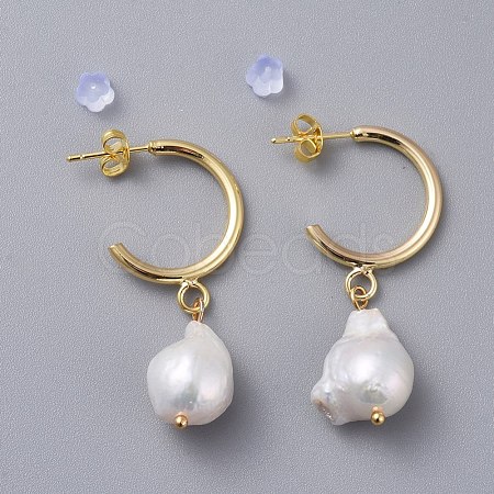 Natural Baroque Pearl Keshi Pearl Dangle Earrings EJEW-JE03829-02-1