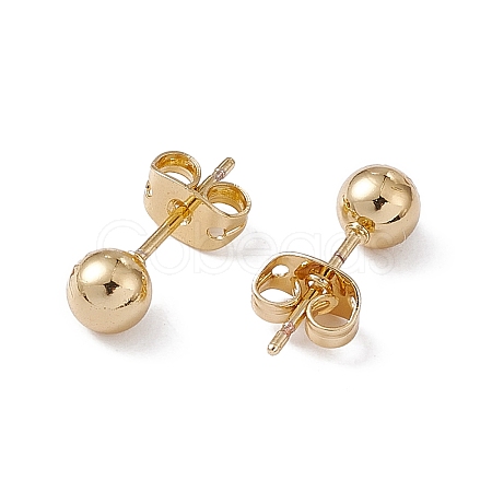 Rack Plating Brass Round Ball Stud Earrings for Women EJEW-F294-08B-G-1