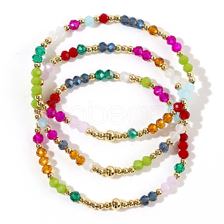 3Pcs 3 Styles Colorful Glass Beaded Bohemian Stretch Bracelet Sets SE3767-1