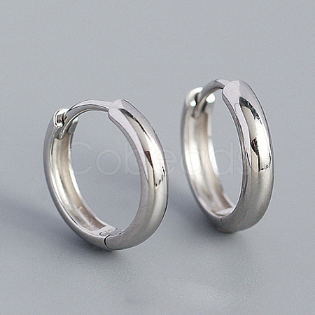 Anti-Tarnish Rhodium Plated Plain 925 Sterling Hoop Earrings MU8410-04-1