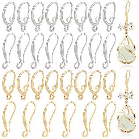 BENECREAT 16 Pairs 4 Style Brass Earring Hooks Sets KK-BC0011-26-1