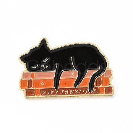 Cat with Word Enamel Pin JEWB-B005-03G-04-1