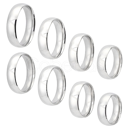 Unicraftale 8Pcs 8 Style 304 Stainless Steel Plain Simple Flat Band Rings for Men Women STAS-UN0031-66-1