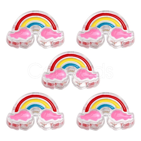 5Pcs Transparent Acrylic Enamel Beads OACR-YW0001-31B-1