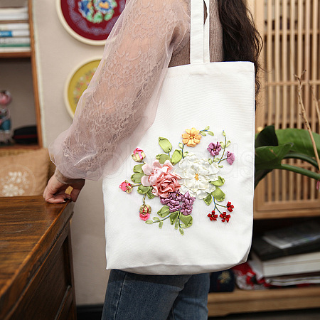 DIY Canvas Tote Bag Ribbon Embroidery Kit PW23032229334-1