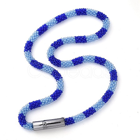 Glass Crochet Beaded Necklace NJEW-Z029-04H-1