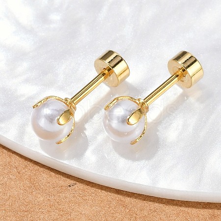 White Round Plastic Imitation Pearl Ear Fake Plugs EJEW-H105-20G-1