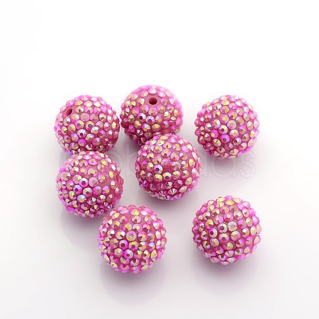 Chunky Resin Rhinestone Bubblegum Ball Beads X-RESI-S256-22mm-SAB6-1