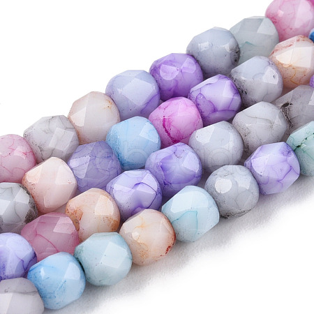 Opaque Baking Painted Glass Beads Strands EGLA-N006-075-1