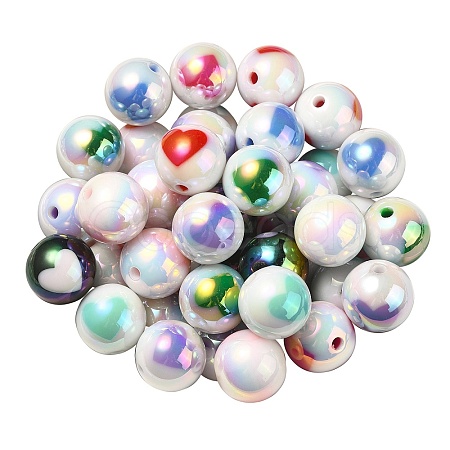 UV Plating Rainbow Iridescent Acrylic Beads X1-OACR-F004-09-1