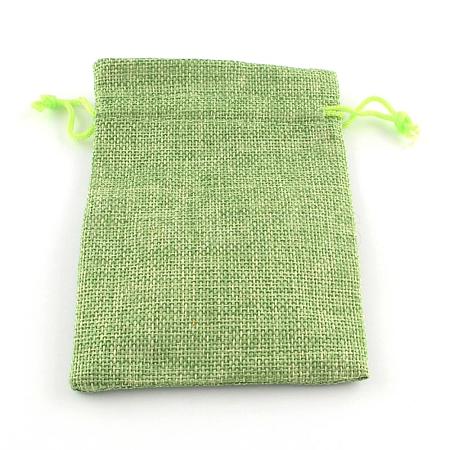 Polyester Imitation Burlap Packing Pouches Drawstring Bags X-ABAG-R005-18x13-02-1