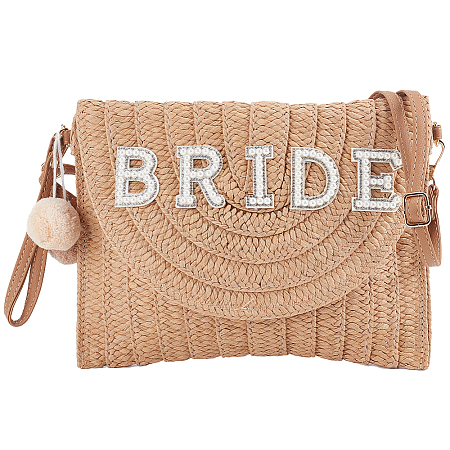 Women's Straw Knitted Bag AJEW-WH0348-17-1