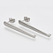 Non-Tarnish 201 Stainless Steel Stud Earring Findings, with Loop and 304 Stainless Steel Pins, Stainless Steel Color, 35x4mm, Hole: 1.5mm, pin: 0.7mm