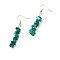 Natural Malachite Chip Beads Dangle Earrings, Brass Jewelry for Girl Women, Platinum, 53.5~54.5mm, Pin: 0.5mm