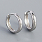 Anti-Tarnish Rhodium Plated Plain 925 Sterling Hoop Earrings, Ring, Platinum, 3mm, Inner Diameter: 6mm