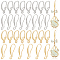 BENECREAT 16 Pairs 4 Style Brass Earring Hooks Sets, Ear Wire, with Horizontal Loops, Long-Lasting Plated, Real Gold Plated & Real Platinum Plated, 15~17x8.5~10x1.5~2mm, Hole: 1~2mm, Pin: 0.7~1x0.8~1mm, 4 Pairs/style