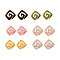 Brass Micro Pave Clear Cubic Zirconia Stud Earring Findings with Enamel, Nickel Free, Rhombus with Hole, Mixed Color, Real 18K Gold Plated, 15x15.5mm, Hole: 1mm, Pin: 0.7mm