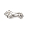 Brass Micro Pave Clear Cubic Zirconia Fold Over Clasps, with White Shell, Flower, Platinum, 29mm, Hole: 1.2mm