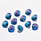 Faceted Glass Rhinestone Charms, Imitation Austrian Crystal, Flat Round, Sapphire, 8x4mm, Hole: 1mm