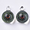 Handmade Lampwork Pendants,  Bead in Bead Pendants, Round with Starry Sky, Yellow Green, 28.5~30x20~21x19~20mm, Hole: 3~4mm