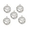 Alloy Crystal Rhinestone Pendants, Flat Round with Hollow Out Dragonfly Charms, Platinum, 21x17.5x3mm, Hole: 2mm