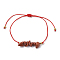 Natural Red Jasper Braided Bead Bracelets, with Brass Beads, Chip, Inner Diameter: 2-7/8 inch(7.3cm), 1pc/style