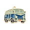 Alloy Enamel Pendants, Cadmium Free & Lead Free, Golden, Bus Charm, Marine Blue, 20x25x1mm, Hole: 1.6mm