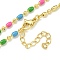 Brass Enamel Column Link Chain Necklaces, Real 18K Gold Plated, Lead Free & Cadmium Free & Nickel Free, Long-Lasting Plated, Colorful, 17.13~17.72 inch(43.5~45cm)