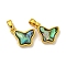 Rack Plating Brass Pave Natural Paua Shell Butterfly Charms, Golden, 11.5x13.5x4mm, Hole: 5x2.5mm