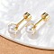 White Round Plastic Imitation Pearl Ear Fake Plugs, 304 Stainless Steel Piercing Stud Screw Earrings for Women, Golden, 5mm, Pin: 1mm