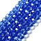 Electroplate Transparent Glass Beads Strands, Faceted(32 Facets), Round, Pearl Luster Plated, Royal Blue, 10mm, Hole: 1.2mm, about 65~69pcs/strand, 23.03~24.49 inch(58.5~62.2cm)