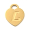 Ion Plating(IP) 304 Stainless Steel Pendants, Laser Cut, Heart with Letter Charm, Golden, Letter L, 15x12x1mm, Hole: 3x3.5mm