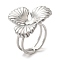 304 Stainless Steel Finger Rings, Flower, Stainless Steel Color, Inner Diameter: Adjustable