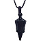 Natural Black Agate Cone Pendant Necklaces, Wax String Macrame Pouch Necklace, 20.08~31.50 inch(51~80cm)