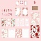 Flower Scrapbook Paper Pads & Stickers & Envelope Set, for DIY Album Scrapbook, Background Paper, Diary Decoration, Pink, 50~297x30~210mm, 40pcs/set