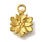 304 Stainless Steel Pendants, Flower Charm, Real 18K Gold Plated, 13x9x1.5mm, Hole: 2mm