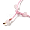 Natural Rose Quartz Braided Bead Necklacess NJEW-K258-06C-3