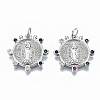 Brass Micro Pave Colorful Cubic Zirconia Pendants KK-S061-38P-NR-1