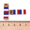 Independence Day Opaque Striped Resin & Walnut Wood Pendants RESI-U010-01G-3