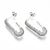 Brass Micro Pave Clear Cubic Zirconia Half Hoop Earrings EJEW-T046-19P-NF-2