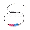 Acrylic & Brass Braided Bead Bracelet BJEW-JB08547-1