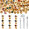 Nbeads 90Pcs Round Brass Semi-Tublar Rivets with Rhinestone DIY-NB0010-29-1