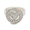 Real Platinum Plated Brass Micro Pave Clear Cubic Zirconia Cuff Rings RJEW-L113-018P-04-2