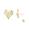 Clear Cubic Zirconia Heart Stud Earrings EJEW-P205-07G-3