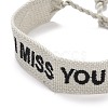 Word I Miss You Polycotton(Polyester Cotton) Braided Bracelet with Tassel Charm BJEW-F429-10-2