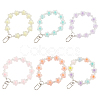 WADORN 6pcs 6 colors Candy Color Flower Beaded Bracelet Resin Pendant Decorations HJEW-WR0001-05-1