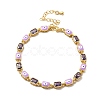 Enamel Evil Eye & Cubic Zirconia Rectangle Link Chain Bracelet BJEW-C029-02G-2