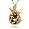 Golden Tone Brass Hollow Round Cage Pendants KK-J230-06G-2