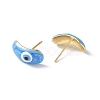 Enamel Curved Oval with Evil Eye Stud Earrings EJEW-G334-02G-04-2