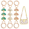 WADORN 3Pcs 3 Colors Fan with Flower Alloy Enamel Link Purse Strap Extenders FIND-WR0009-38-1